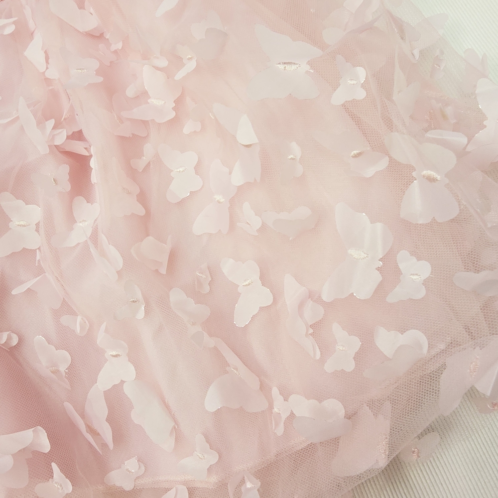 Girls Sleeveless Smocked 3D Butterfly Tulle Dress, Light Pink - (5T) - Picture 2 of 6